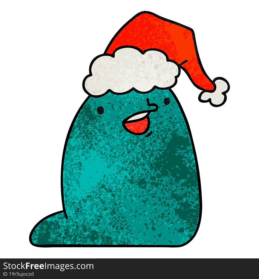 Christmas Textured Cartoon Of Kawaii Slug