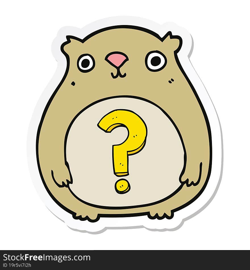 sticker of a cartoon curious bear