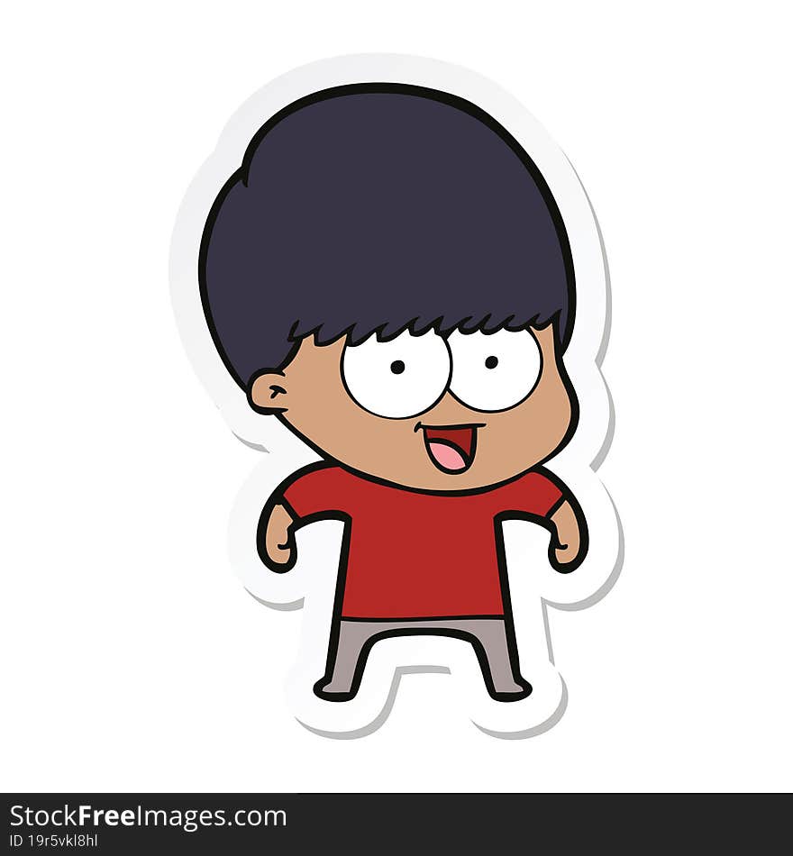 sticker of a happy cartoon boy