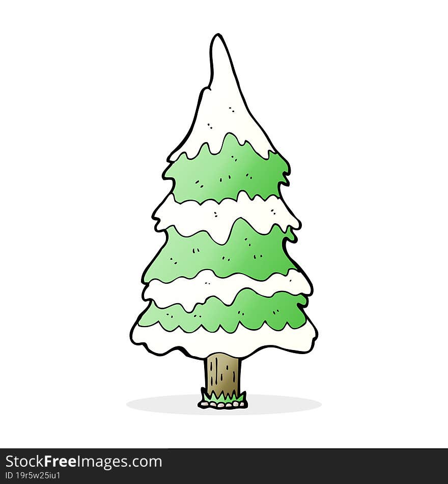 cartoon snowy tree