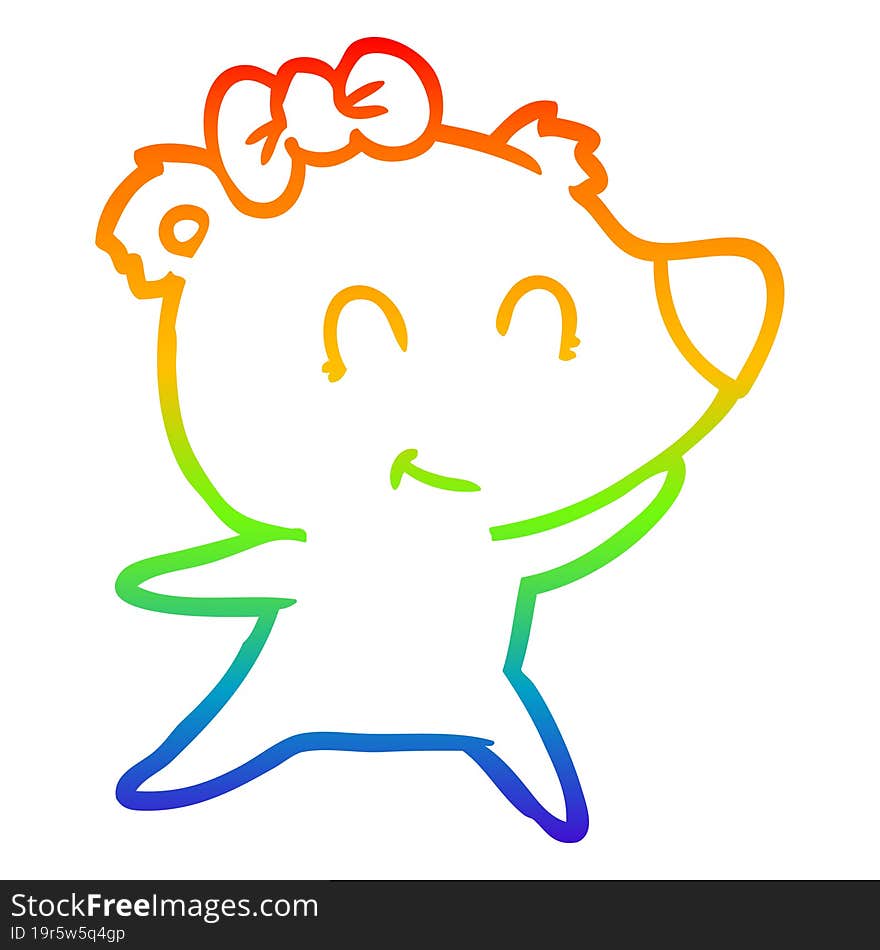 rainbow gradient line drawing female bear cartoon