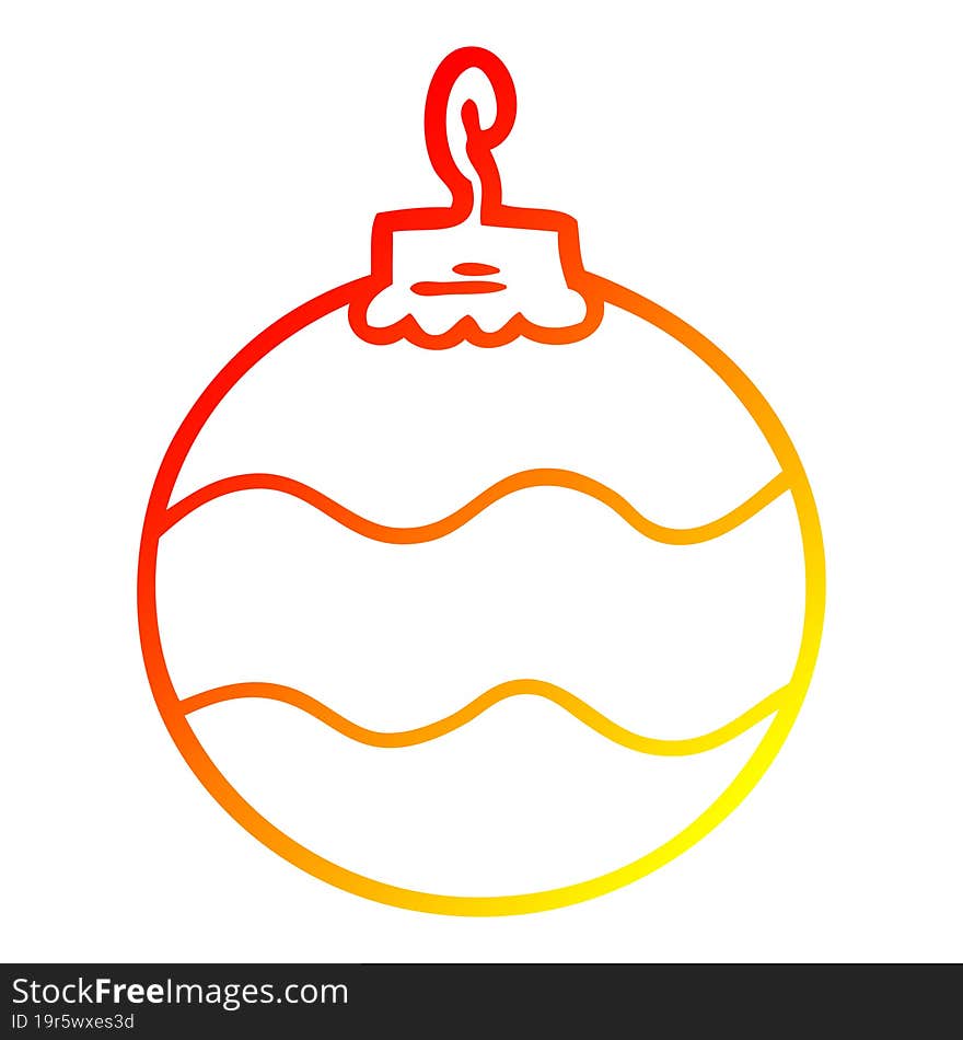 warm gradient line drawing of a cartoon christmas bauble