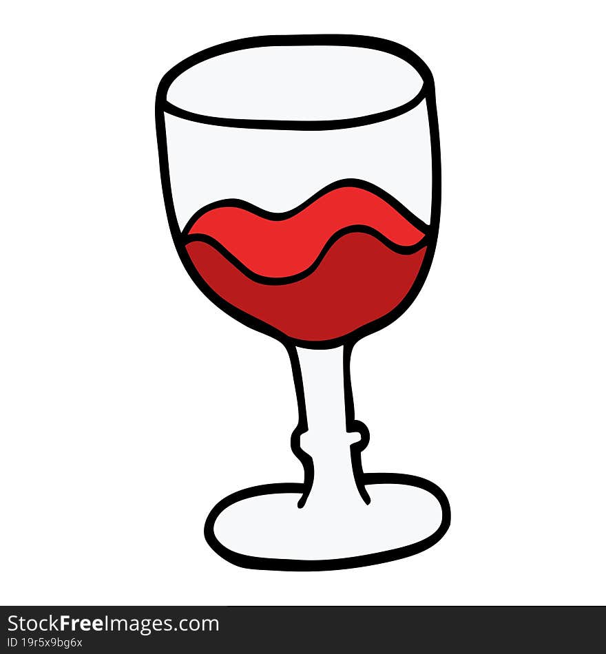 cartoon doodle glass of red wine