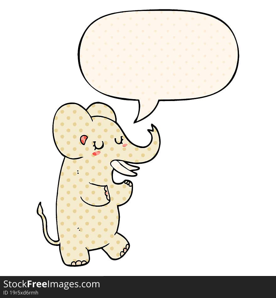 cartoon elephant and speech bubble in comic book style