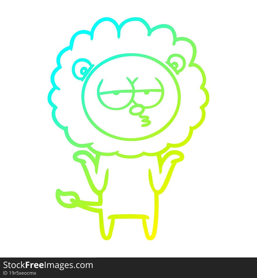 cold gradient line drawing cartoon bored lion