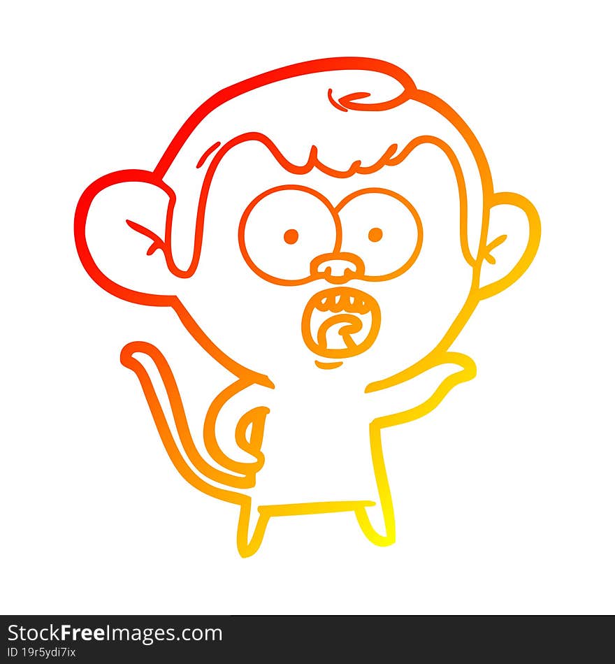 warm gradient line drawing cartoon shocked monkey