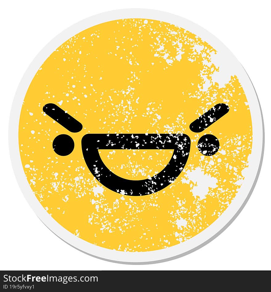 mean angry face circular sticker