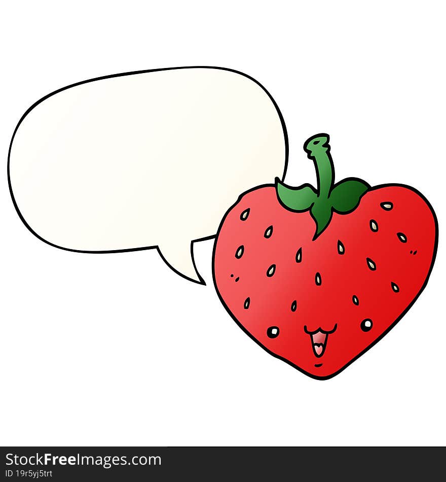 cartoon strawberry and speech bubble in smooth gradient style