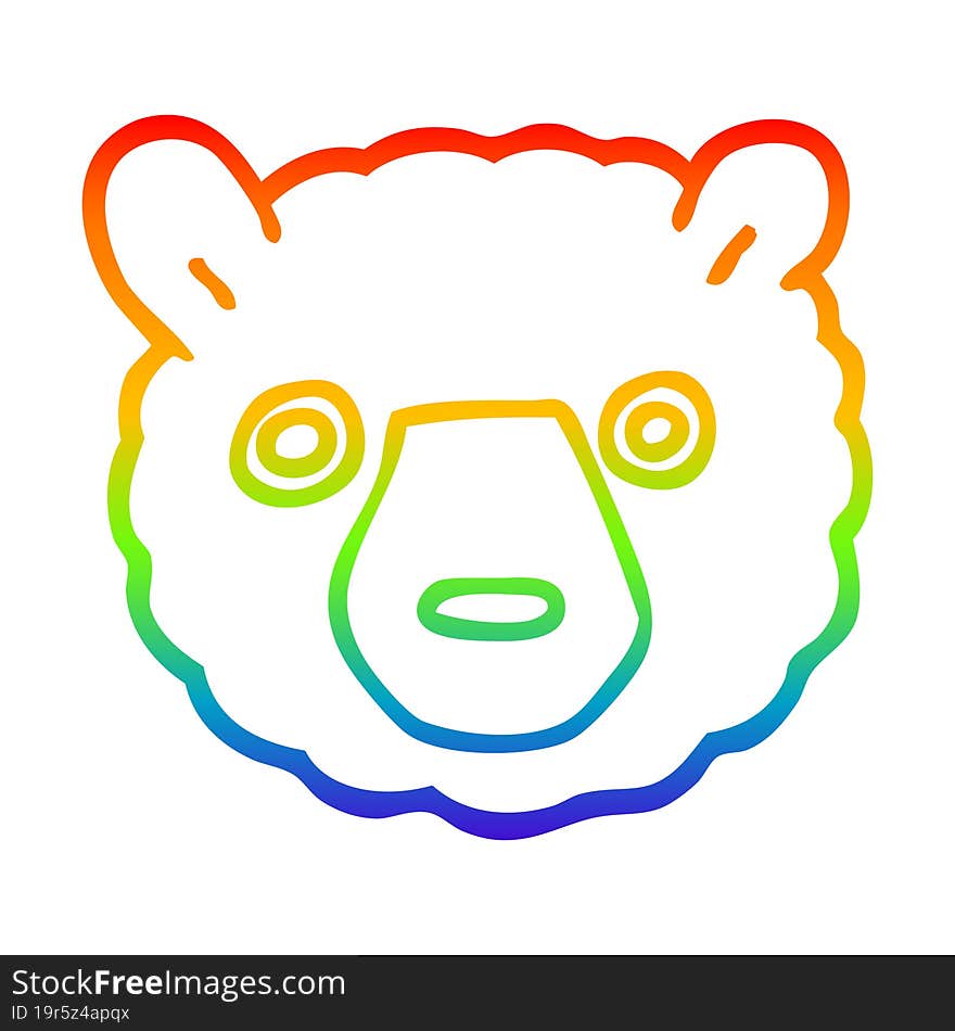 rainbow gradient line drawing cartoon bear face