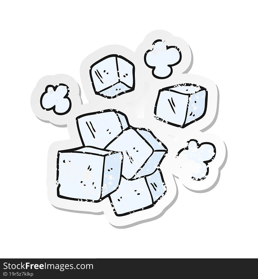 distressed sticker of a cartoon ice cubes