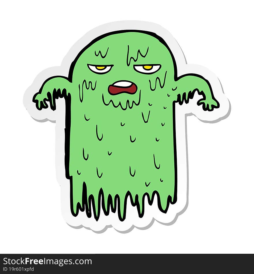 sticker of a cartoon slimy ghost