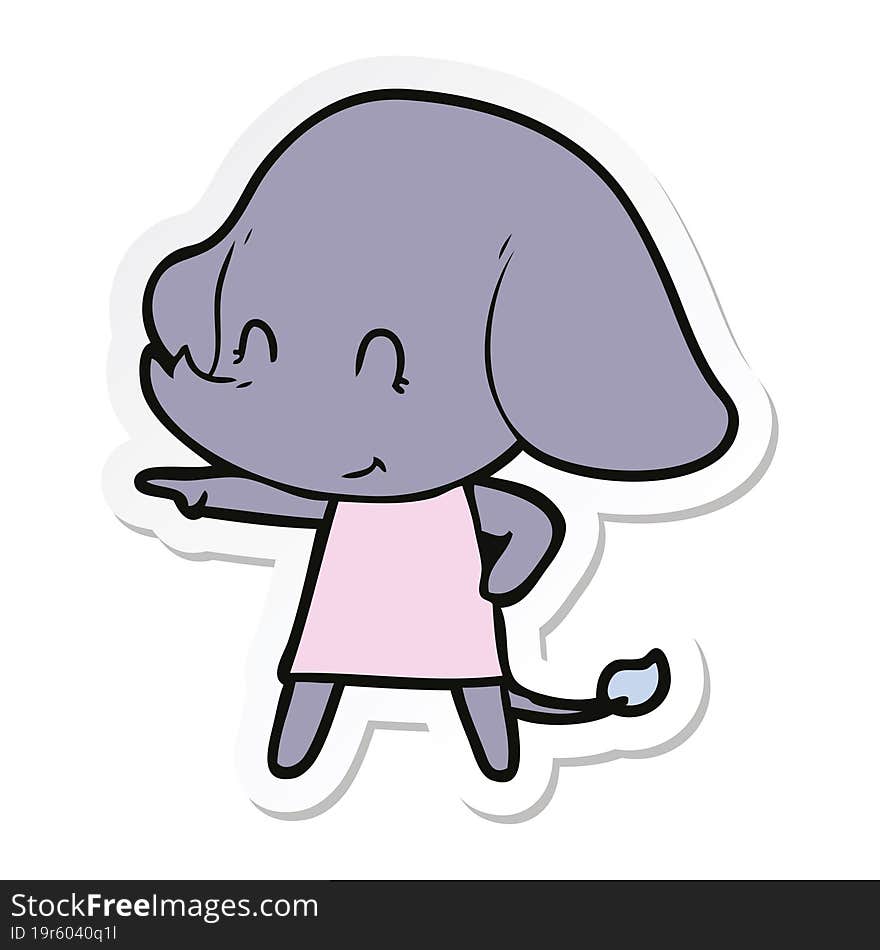 Sticker Of A Cute Cartoon Elephant