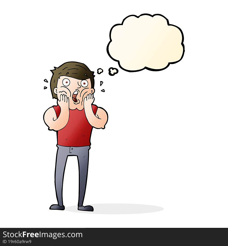 Cartoon Gasping Man With Thought Bubble