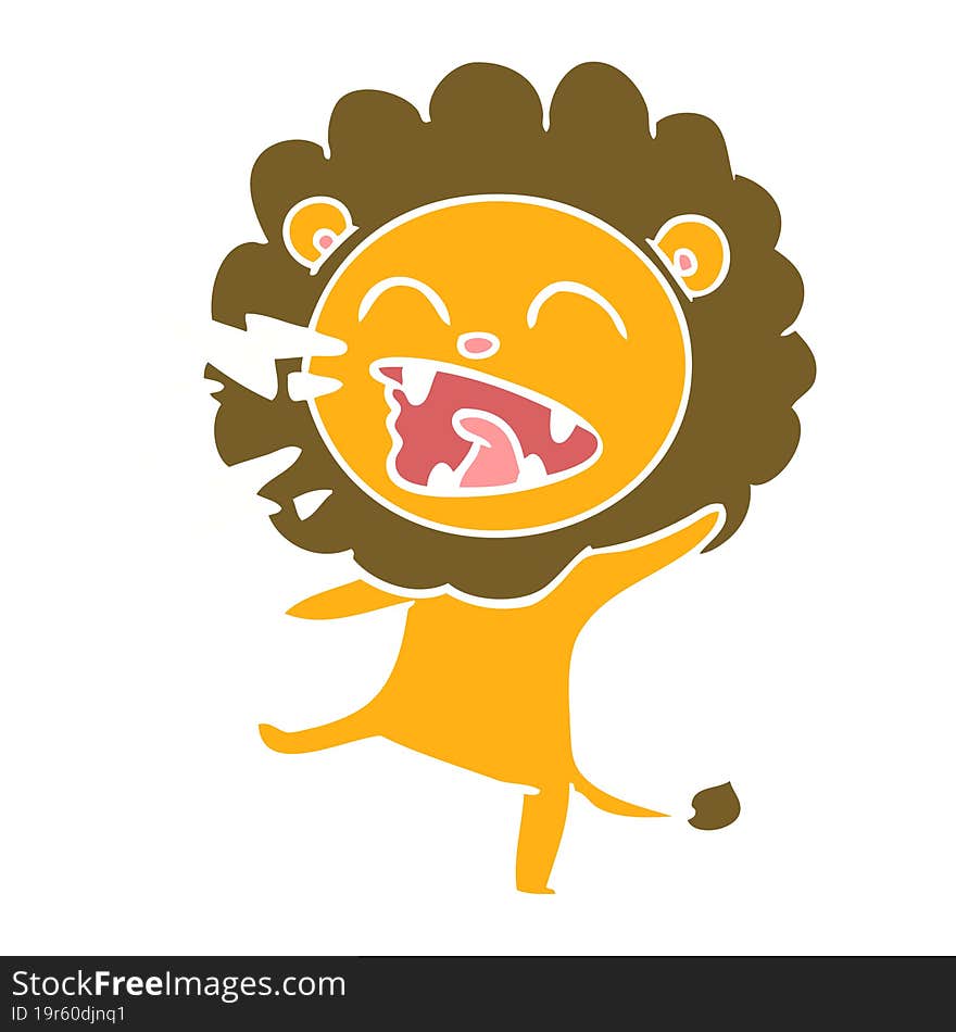 flat color style cartoon roaring lion