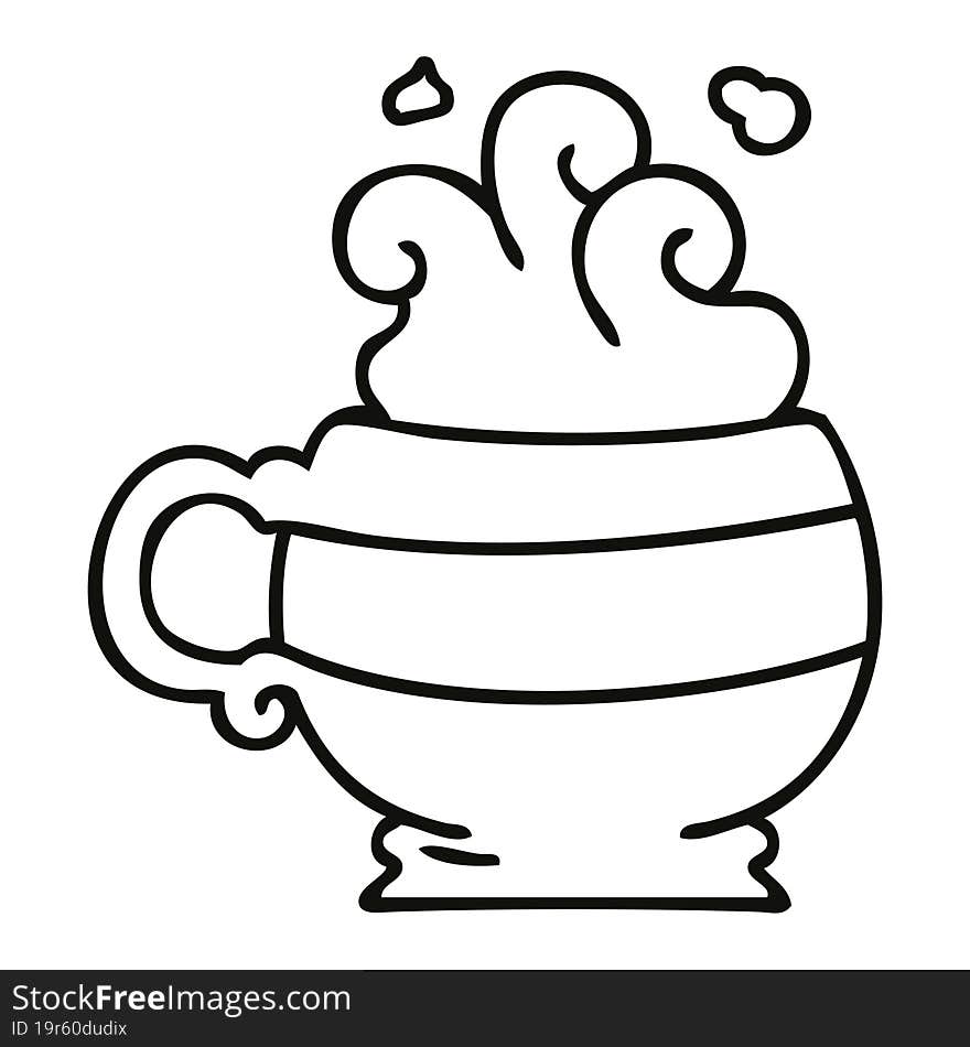 Quirky Line Drawing Cartoon Hot Drink