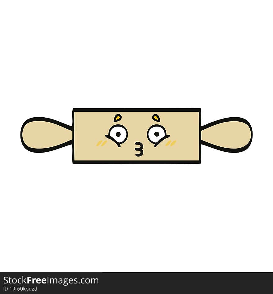 cute cartoon of a rolling pin. cute cartoon of a rolling pin