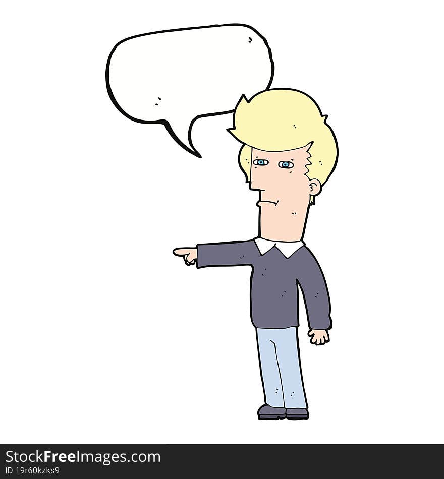 Cartoon Man Blaming With Speech Bubble