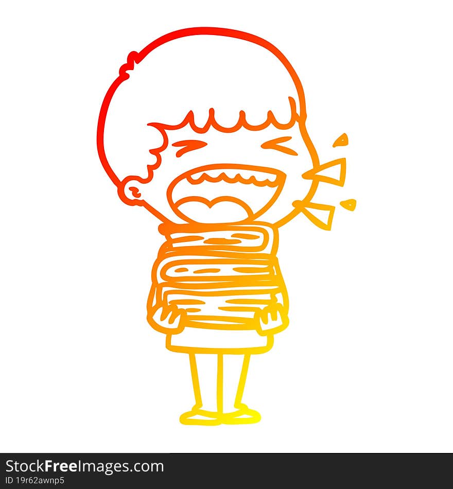 Warm Gradient Line Drawing Cartoon Laughing Man