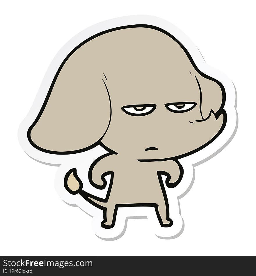 sticker of a annoyed cartoon elephant