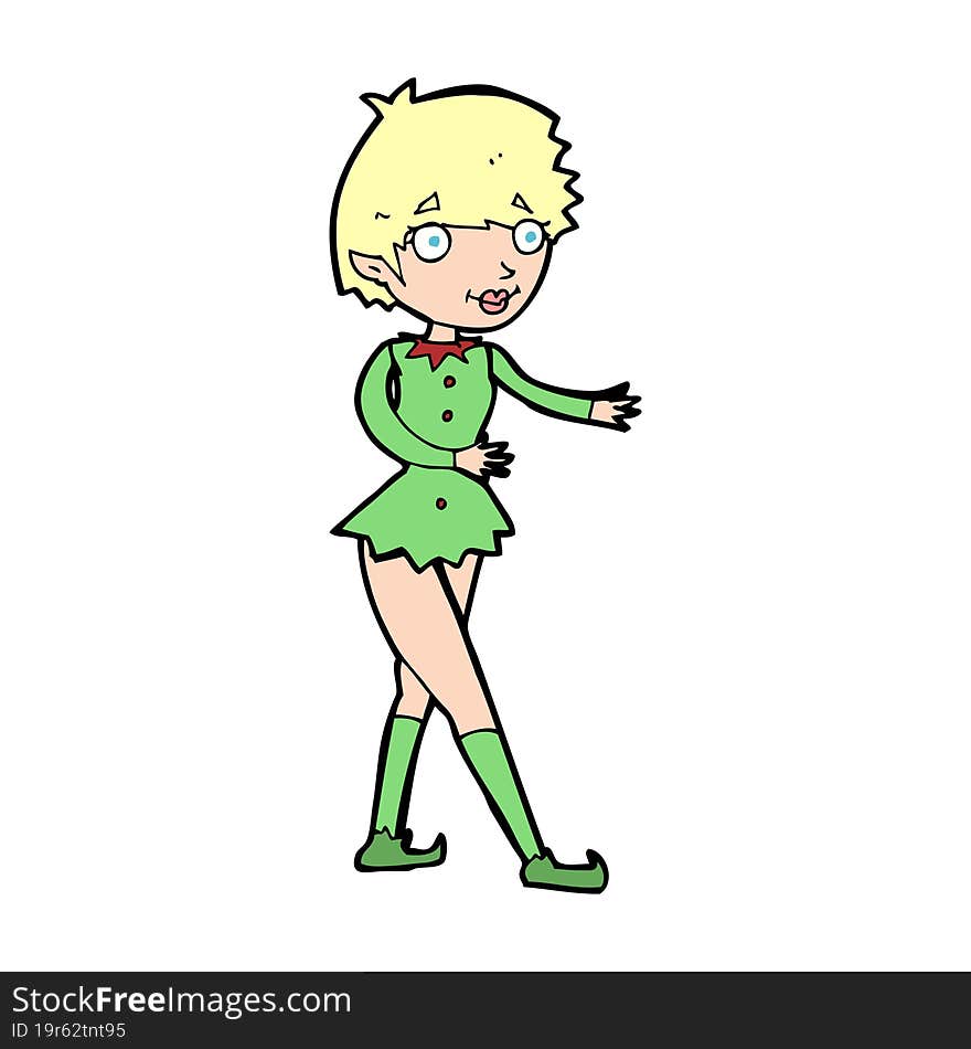 cartoon christmas elf woman