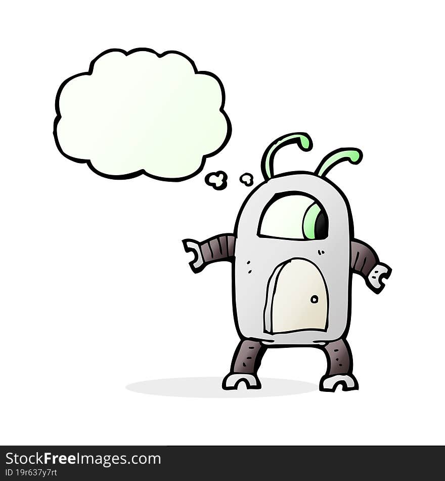 Cartoon Alien Robot With Thought Bubble