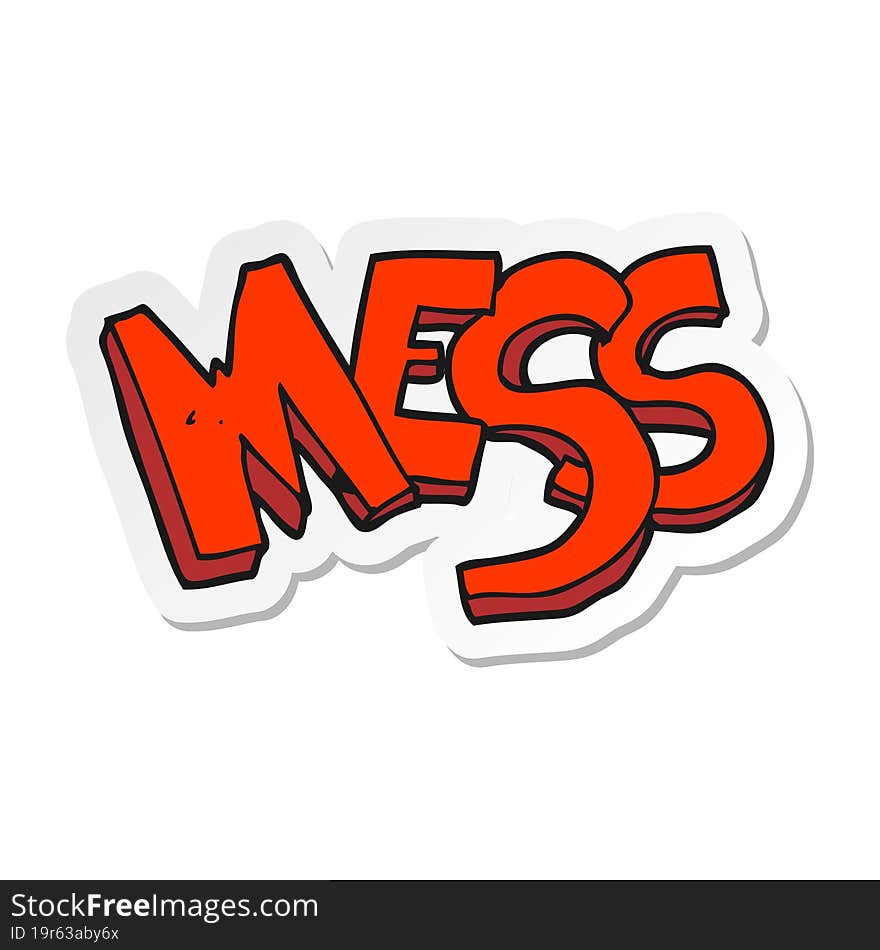 sticker of a cartoon mess