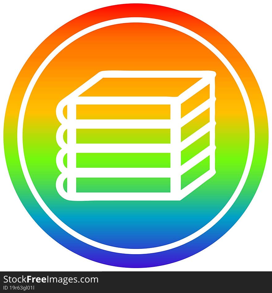 Stack Of Books Circular In Rainbow Spectrum