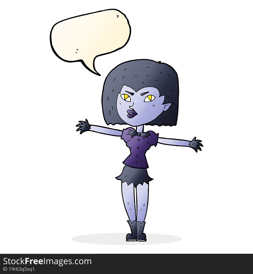 cartoon vampire girl with speech bubble