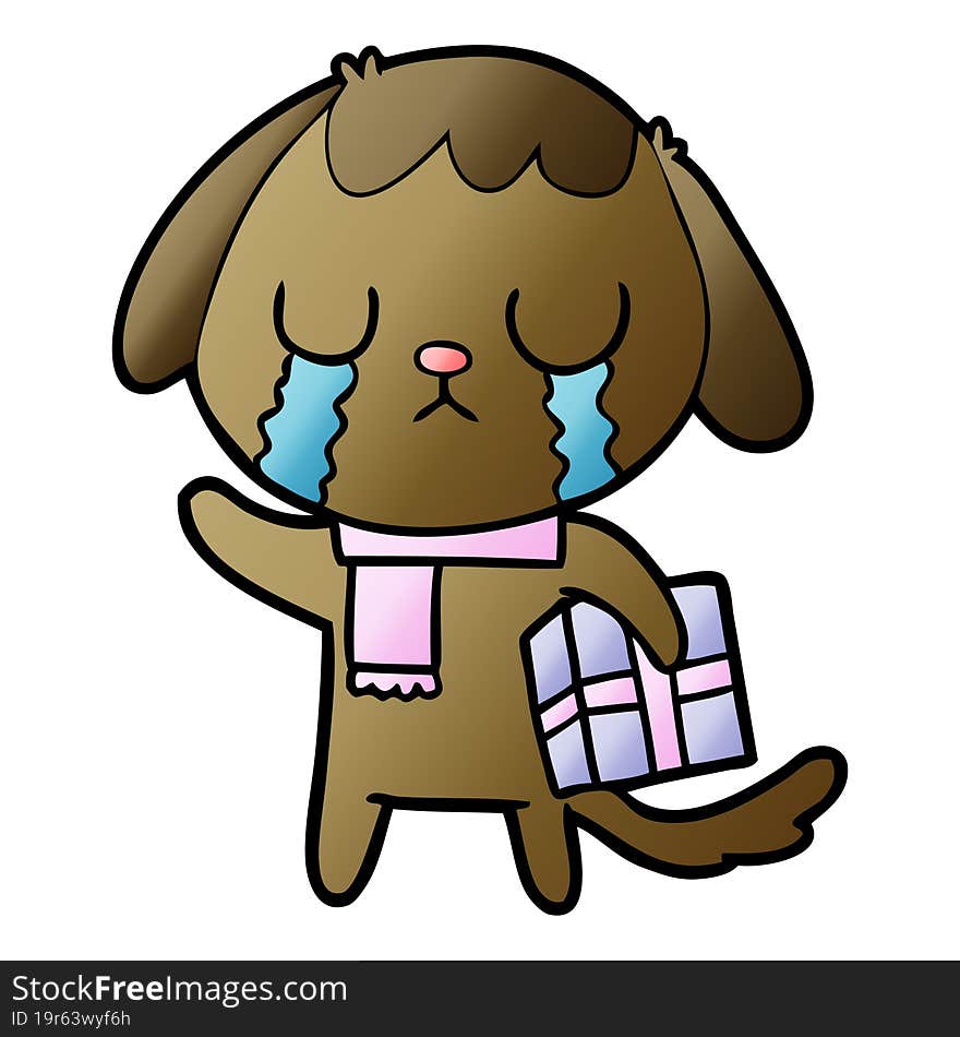 cute cartoon dog crying. cute cartoon dog crying