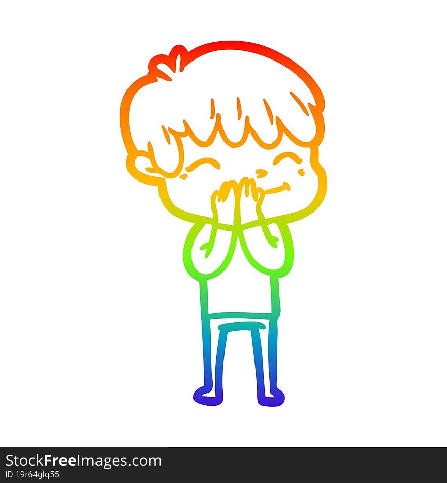 rainbow gradient line drawing cartoon happy boy