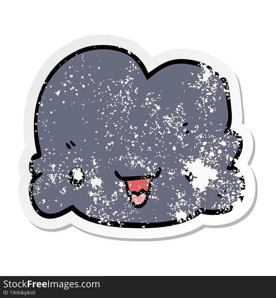 distressed sticker of a cartoon tiny happy cloud