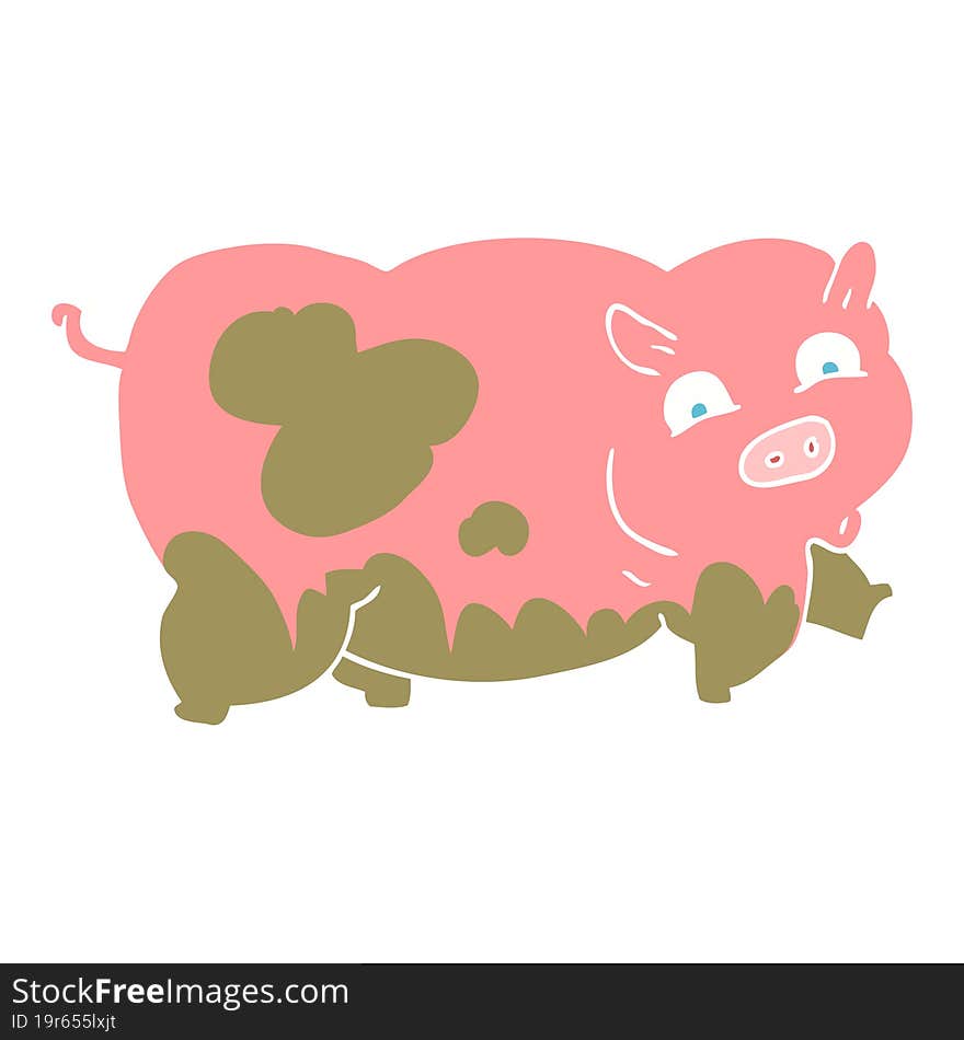 flat color illustration of pig. flat color illustration of pig