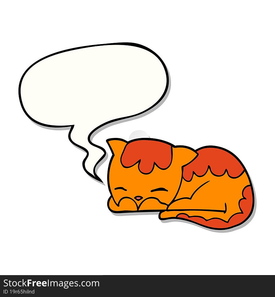 cartoon cat sleeping with speech bubble sticker