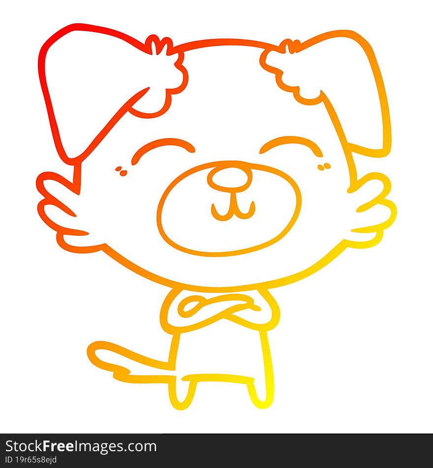 warm gradient line drawing of a cartoon dog