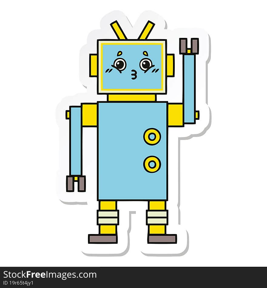 Sticker Of A Cute Cartoon Robot