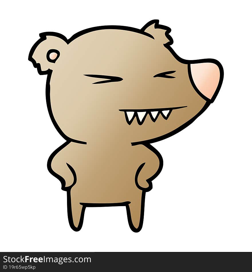 angry bear cartoon with hands on hips. angry bear cartoon with hands on hips