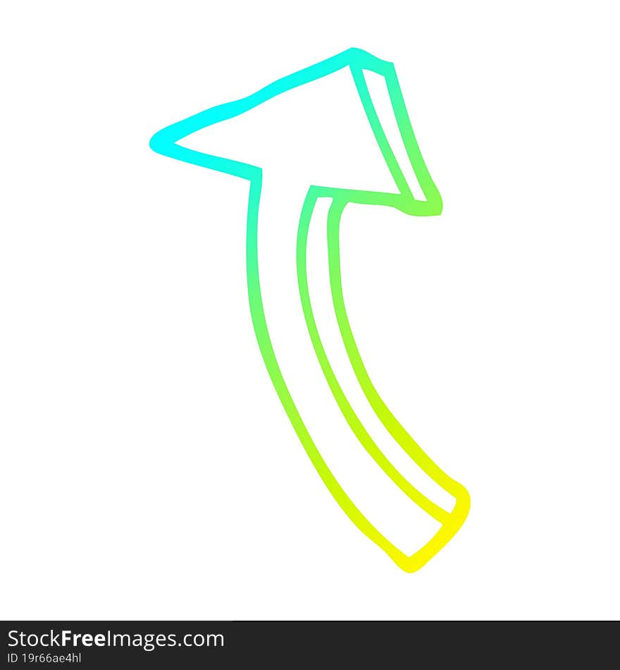 cold gradient line drawing cartoon pointing arrow