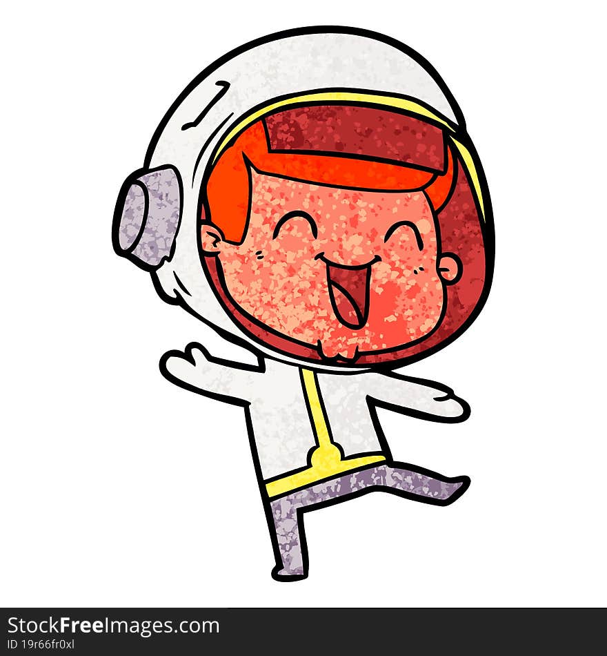 happy cartoon astronaut. happy cartoon astronaut