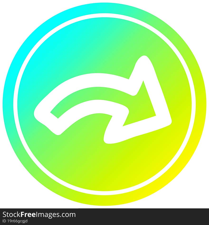 direction arrow circular icon with cool gradient finish. direction arrow circular icon with cool gradient finish