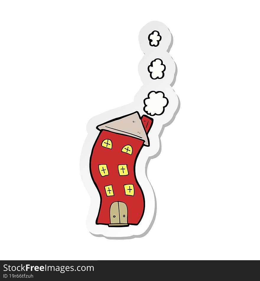 Sticker Of A Funny Cartoon House