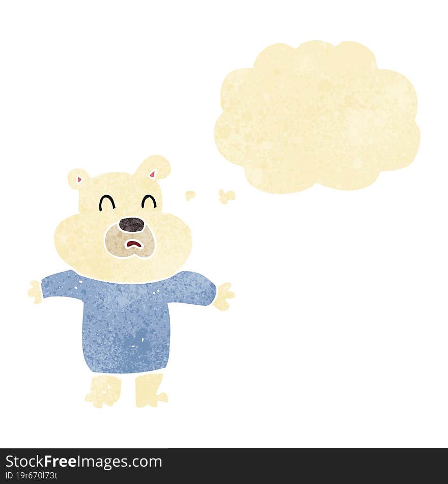 cartoon unhappy polar bear  with thought bubble