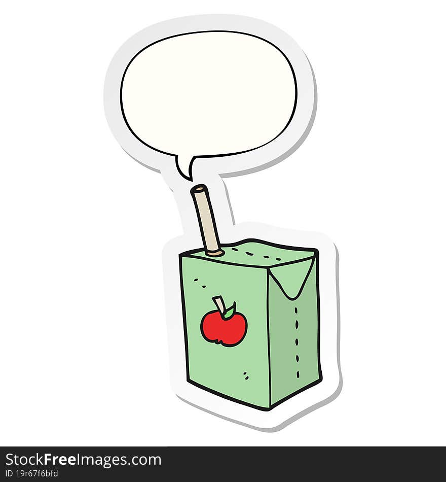 cartoon apple juice box and speech bubble sticker