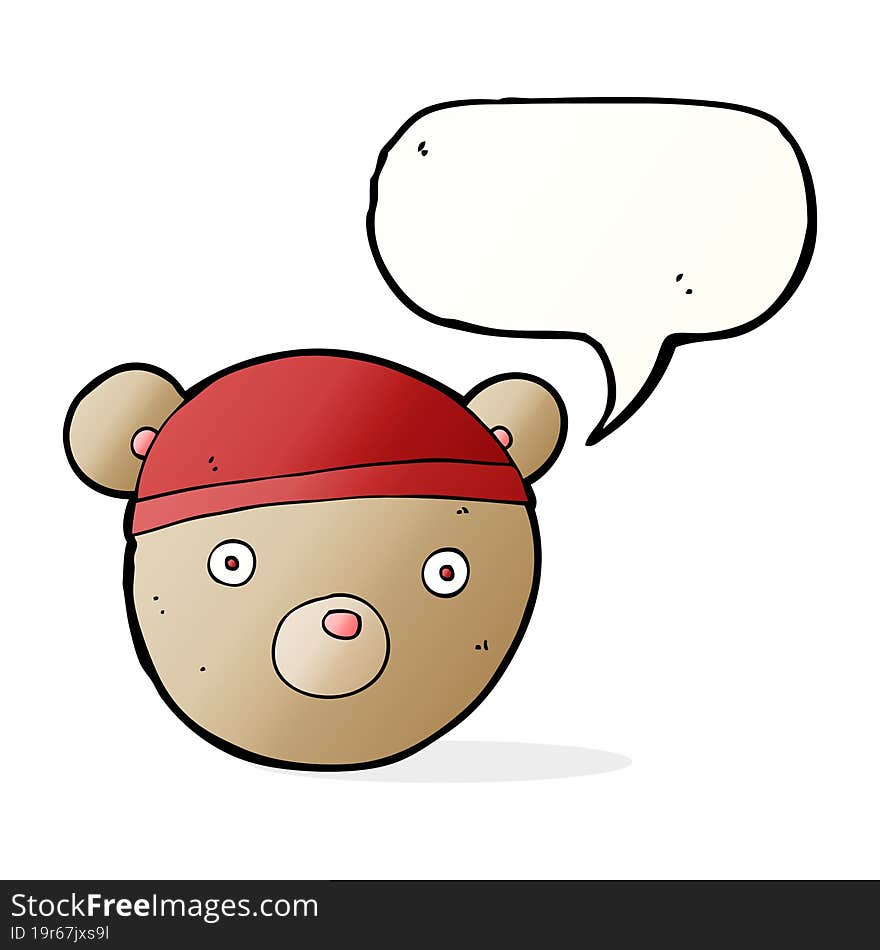 cartoon teddy bear hat with speech bubble