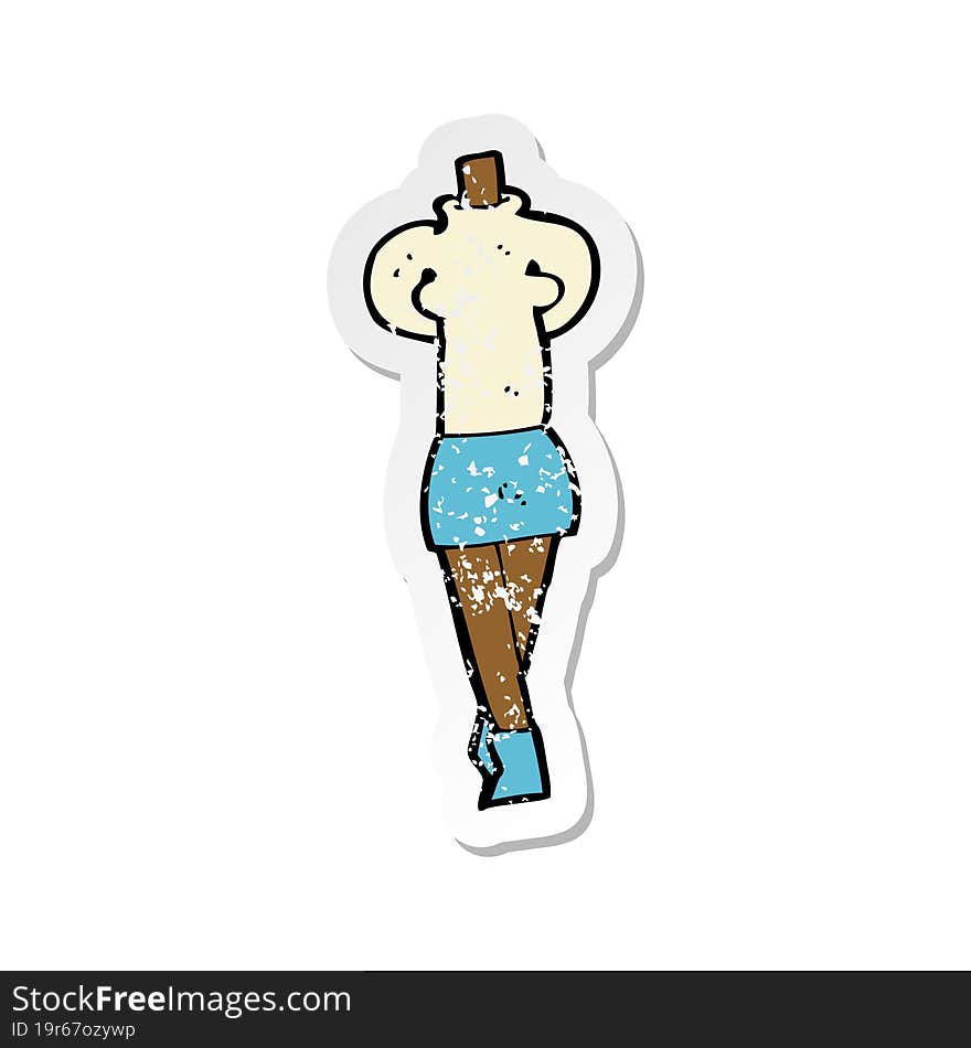 retro distressed sticker of a cartoon female body