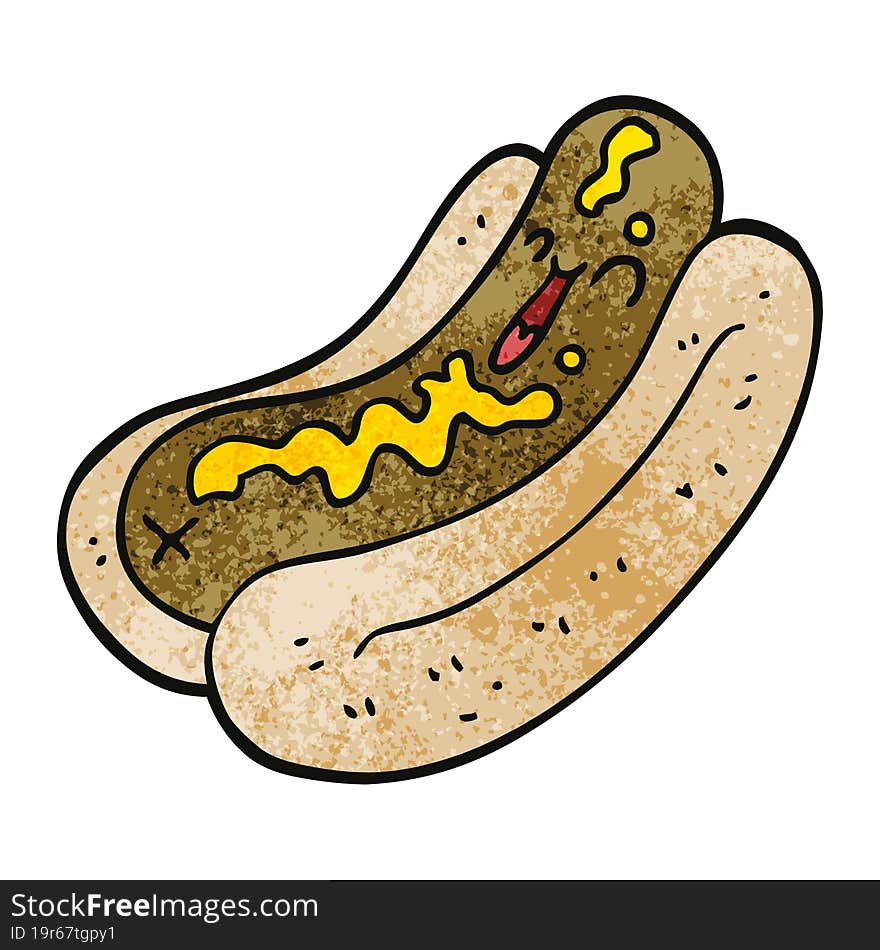 Cartoon Doodle Hotdog With Mustard