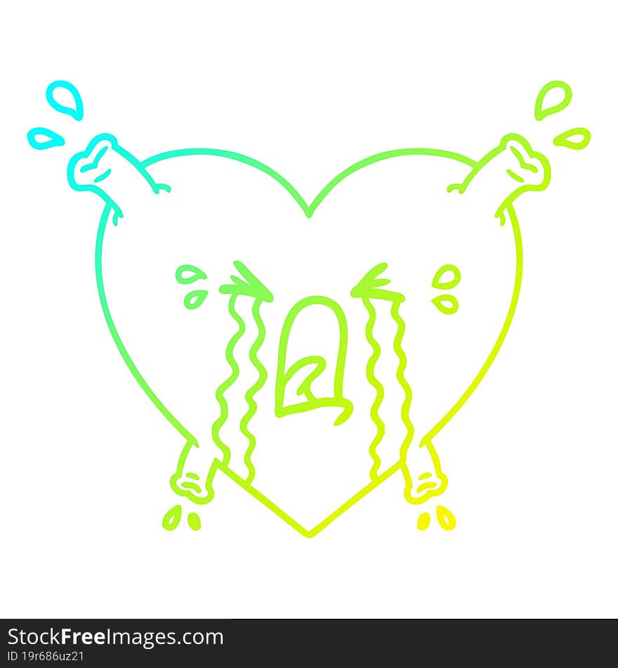 cold gradient line drawing cartoon heart