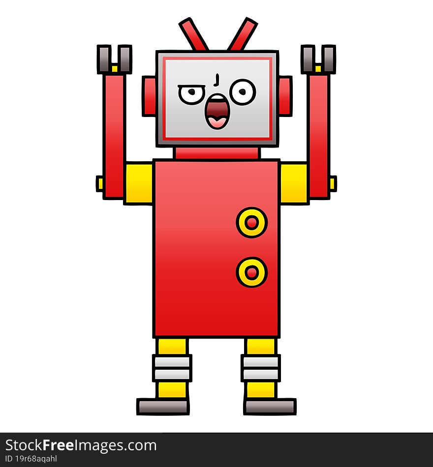 Gradient Shaded Cartoon Angry Robot