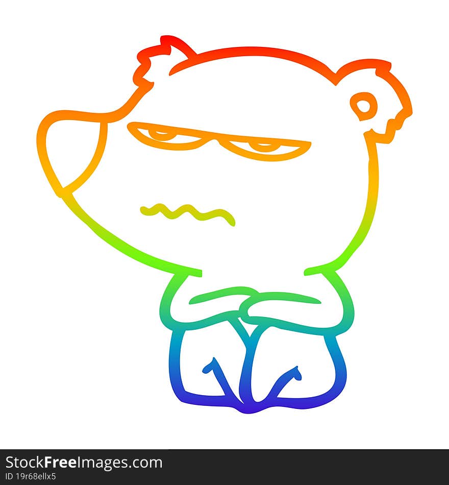 rainbow gradient line drawing angry bear cartoon