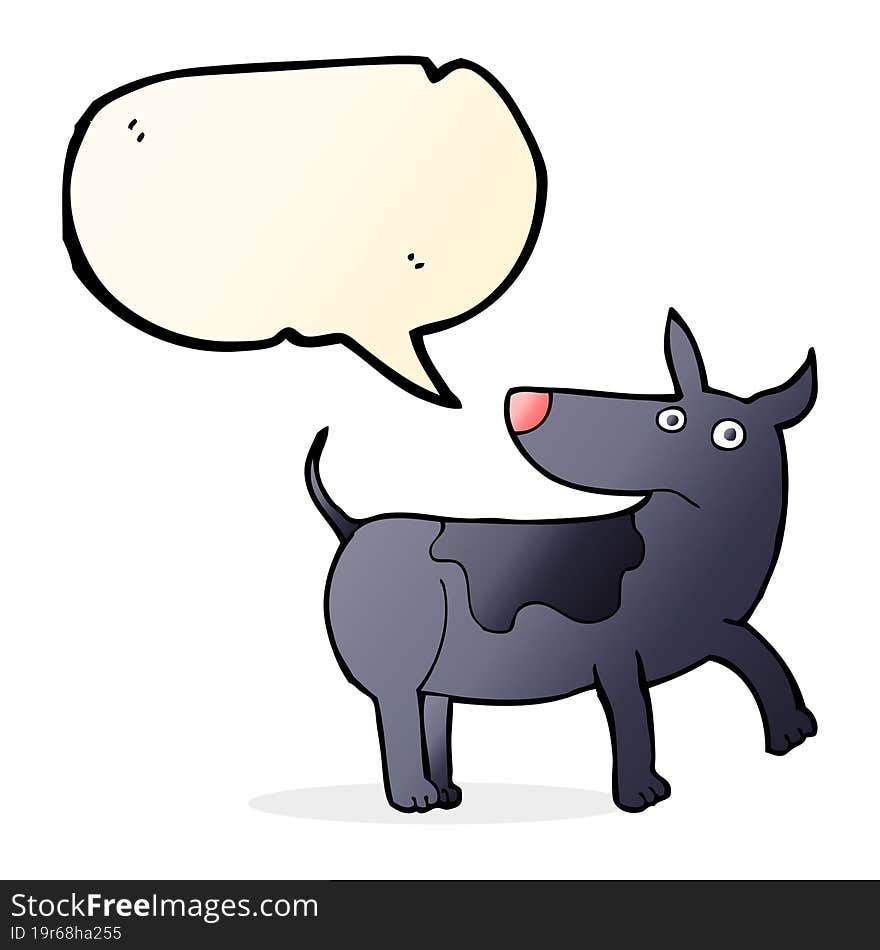 funny cartoon dog with speech bubble