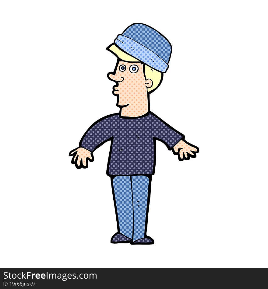 cartoon man wearing hat